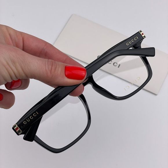 ? GUCCI WEB GG0457O 005 Eyeglasses Black Gold Square Women main image 10